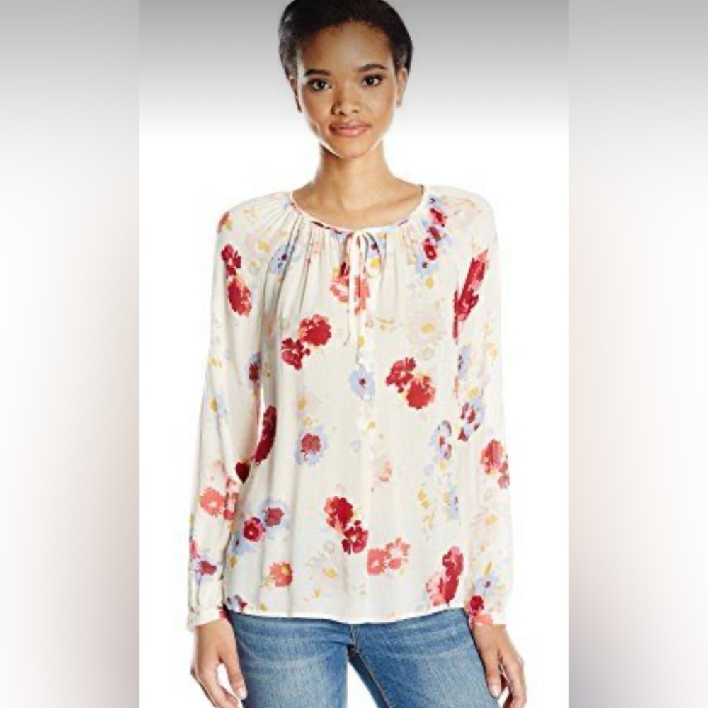 Floral Print Women's Top, Lucky Brand, tie front, boho, tie front, casual